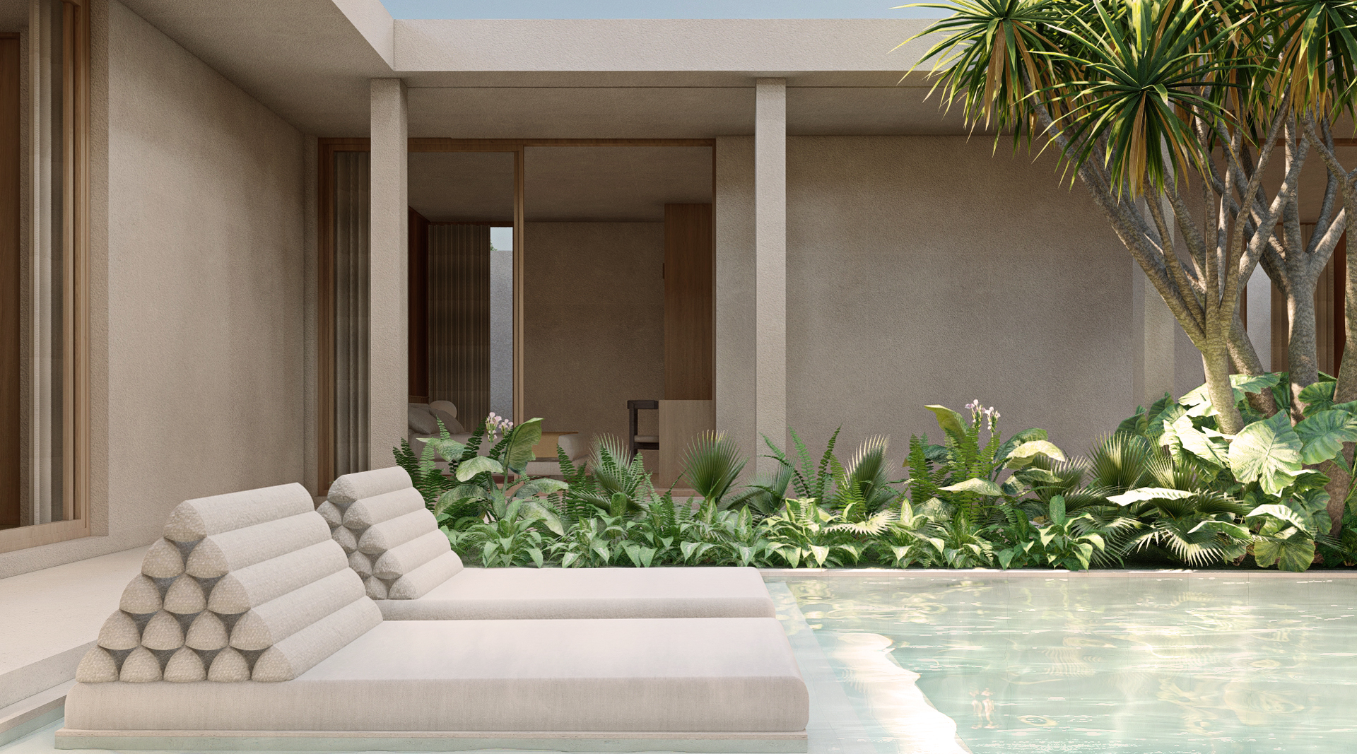 Terrace 3 BR — pool and tropical courtyard
